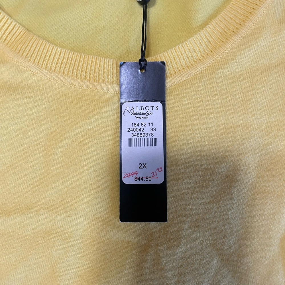 Talbots Sweater Vest Womens Yellow Pima Cotton Sleeveless Size 2X NWT - Picture 3 of 7